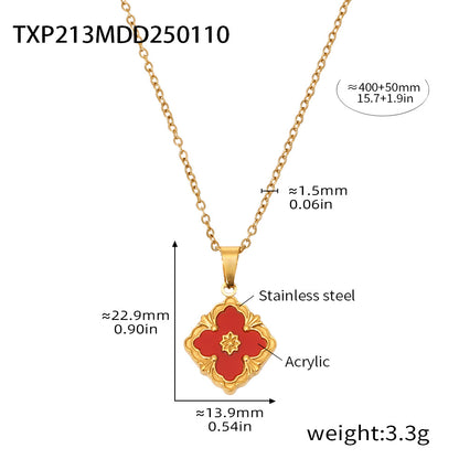 B廠【TXP213】歐美新款四葉草花朵手鍊項鍊耳環組鍍18k真金工藝菱形宮廷飾品 25.01-3