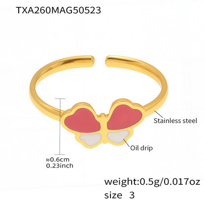 B廠【TXP260】歐美不銹鋼小蝴蝶滴油兒童飾品套裝耳環戒指手鍊項鍊不掉色 25.05-5