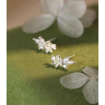 E廠【XDQ11484E】小清新S925純銀茉莉花精緻溫柔鑲閃鋯花朵耳飾
 26.10-4