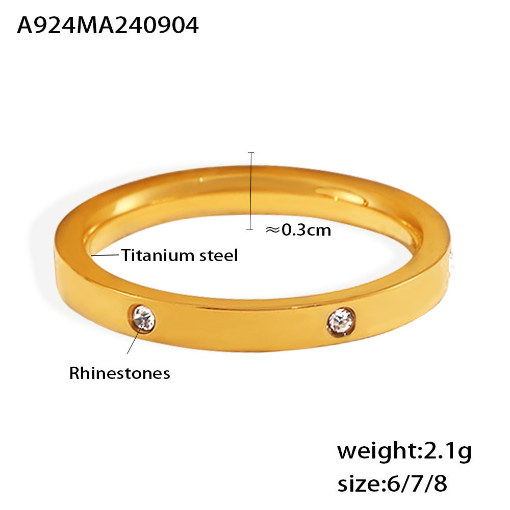 B廠【A922】跨國新款素圈戒指 ins風簡約疊戴鑲鑽指環rings女式飾品配件 24.09-2