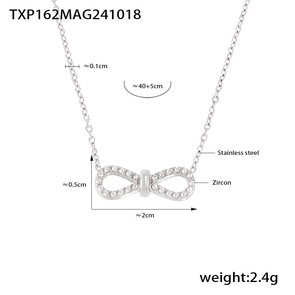 B廠【TXP162】飾品ins小眾8字鑲鋯石超閃鎖骨項鍊手鍊不銹鋼PVD電鍍保色 24.10-4