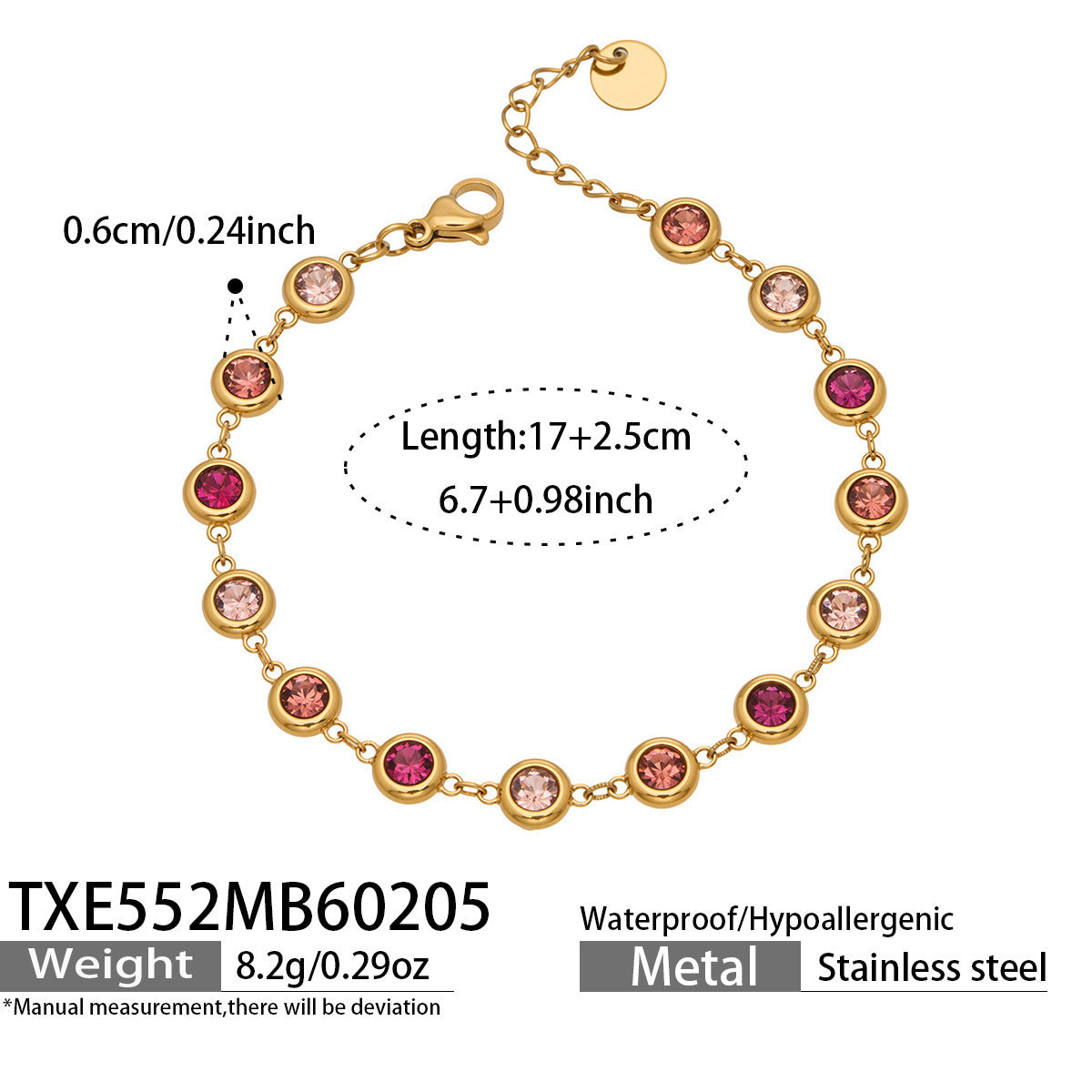 B廠【TXP552】chic奢華5A圓鋯拼接不鏽鋼手鍊項鍊精緻時尚氣質彩鑽流蘇耳環套裝
 26.03-2