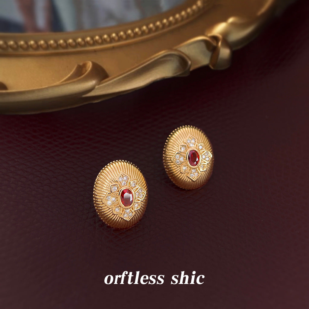 A廠【6583】設計師 原創鍍銀針微鑲鋯石時尚高級感通勤簡約鵝蛋橢圓耳飾耳環
 26.06-3