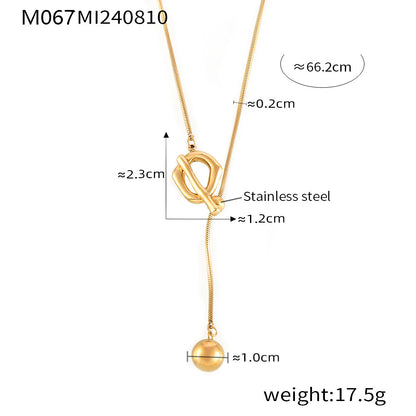 B廠【M067】歐美chic風熱銷款OT扣圓珠毛衣鏈可抽拉調整長度不鏽鋼不掉色飾品 24.08-3