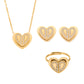 B廠【TXP446】小眾設計雙層愛心5A鑲鋯石戒指耳環項鍊不鏽鋼材質鍍18k金
 25.10-4