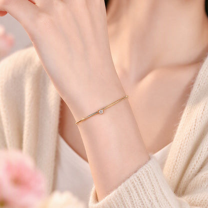 D廠【HE_60009SL】純銀S925圓形莫桑石手鐲幾何輕奢可疊戴手飾
 26.10-4