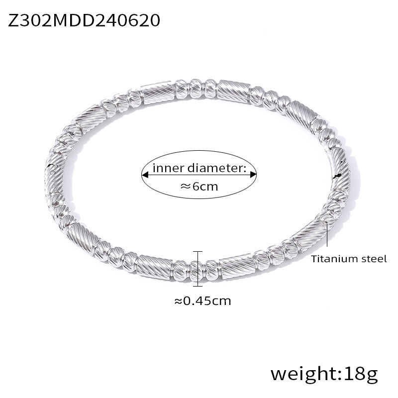 B廠【Z302】歐美跨國新款鈦鋼紋理圓珠手環簡約時尚百搭幾何珠手鍊 24.06-4