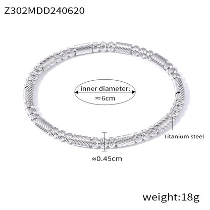 B廠【Z302】歐美跨國新款鈦鋼紋理圓珠手環簡約時尚百搭幾何珠手鍊 24.06-4