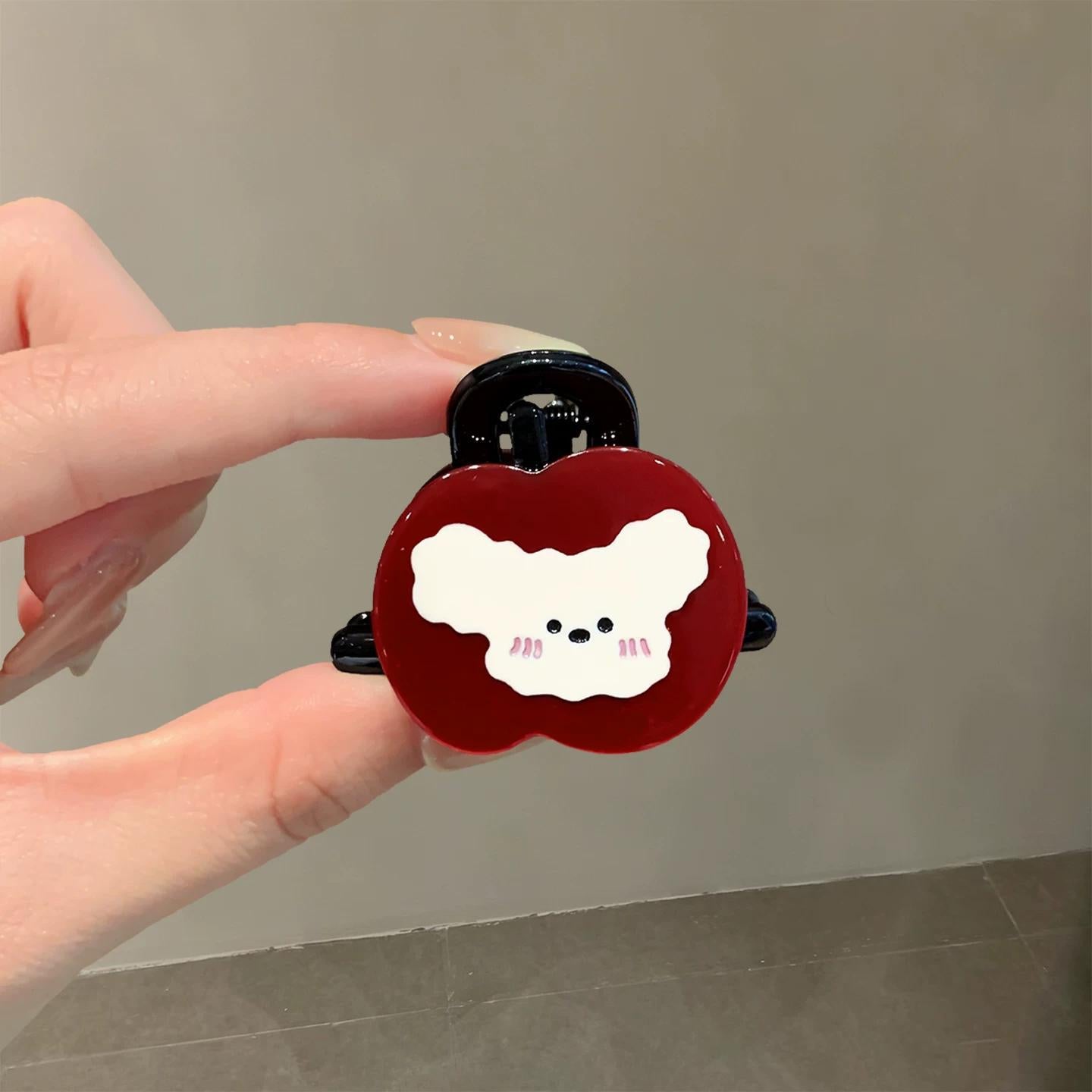 C廠【X438】可愛醋酸紅蘋果小狗抓夾女迷你瀏海夾簡約百搭氣質小號鯊魚夾頭飾
 26.06-2