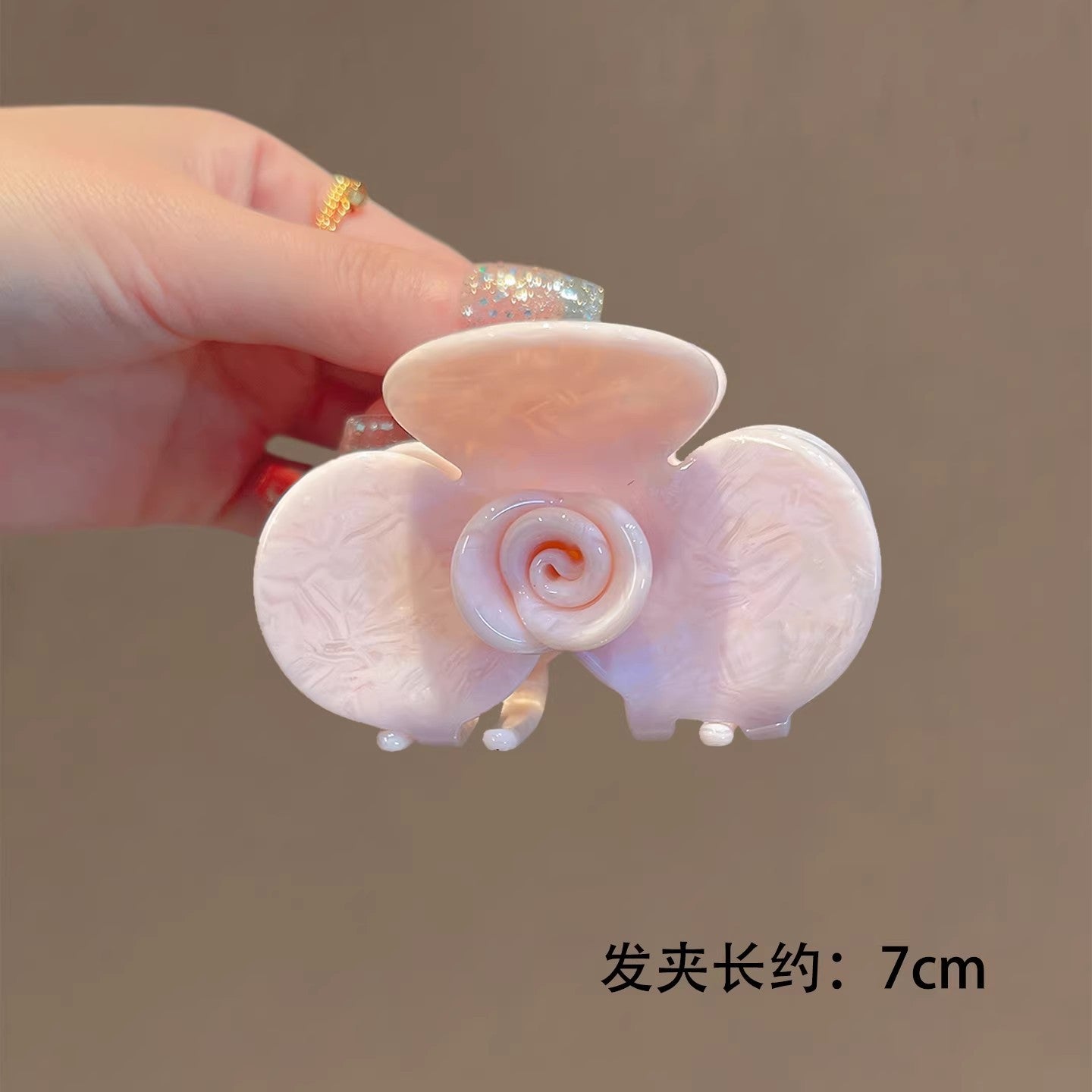 C廠【G46】品質醋酸抓夾淡粉色玫瑰花髮夾2026新款後腦勺髮量少半紮髮鯊魚夾
 26.04-3