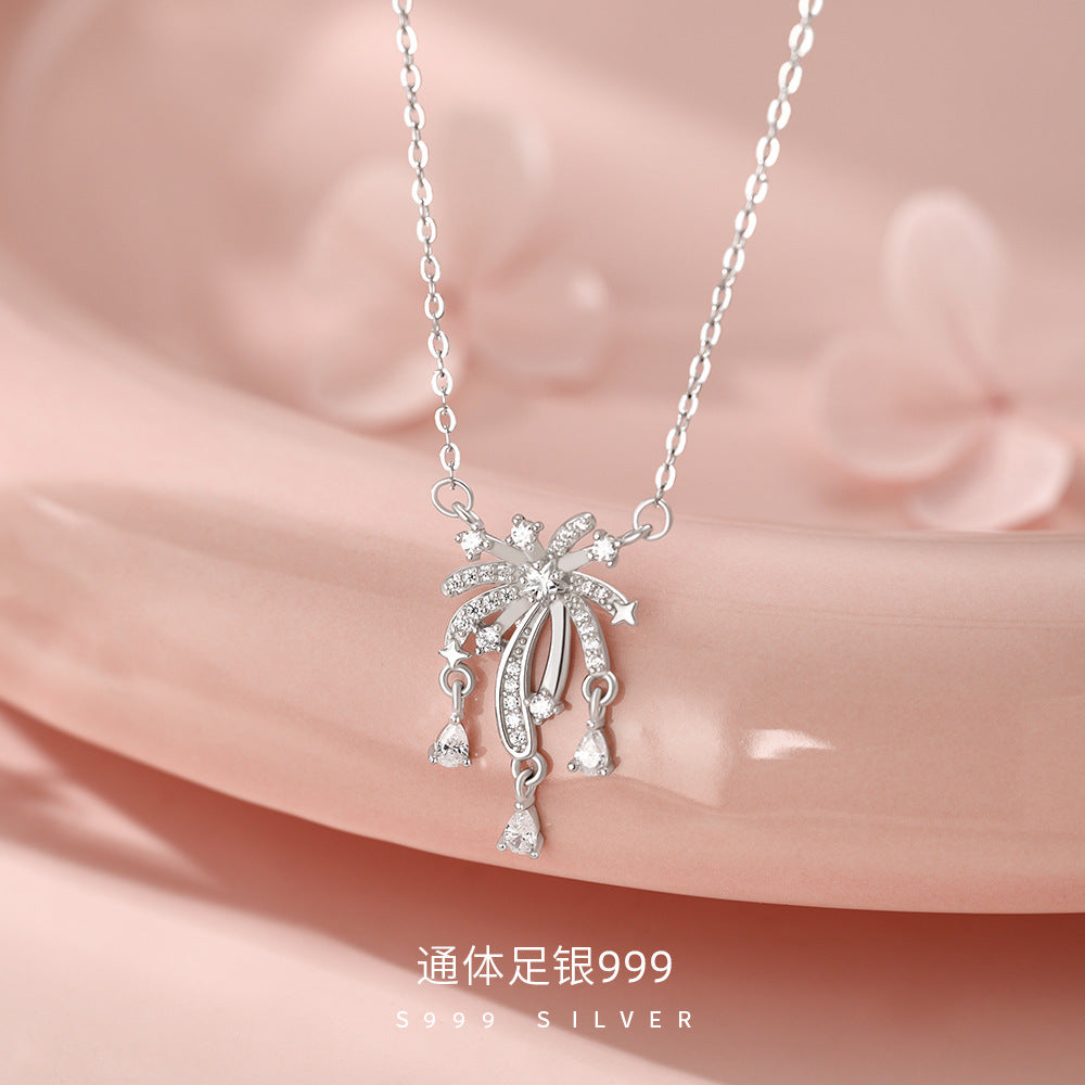 D廠【YC4001N】足銀S999煙花項鍊鎖骨鍊
 26.10-1