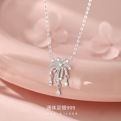 D廠【YC4001N】足銀S999煙花項鍊鎖骨鍊
 26.10-1