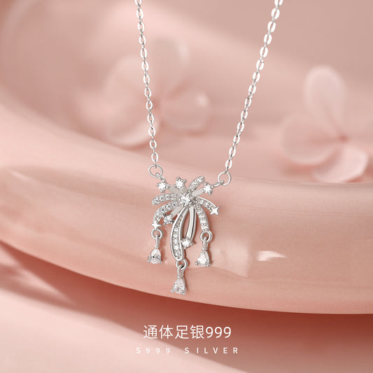 D廠【YC4001N】足銀S999煙花項鍊鎖骨鍊
 26.10-1