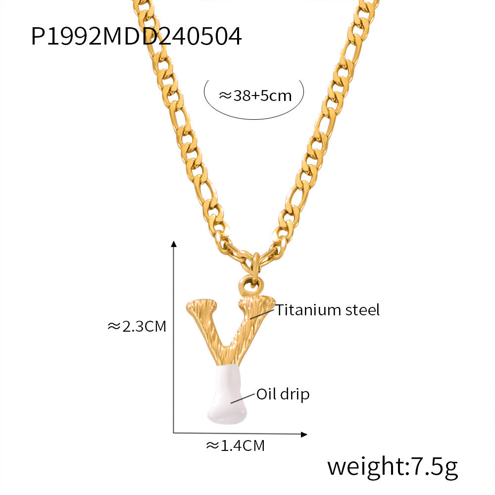 B廠【P1992】歐美簡約輕奢鈦鋼26字母項鍊小眾百搭不掉色項鍊彩色滴油飾品 24.05-2