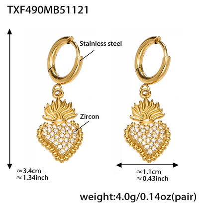 B廠【TXP490】5A鋯石愛心皇冠吊墜項鍊耳環手鍊戒指組不銹鋼鍍18k真金
 25.11-4