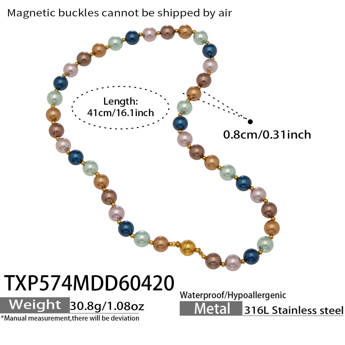 B廠【TXP574】歐美新款彩色貝珠金珠手工串珠項鍊手鍊套組chic時尚流行輕奢飾品
 26.04-5
