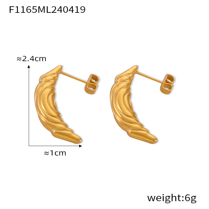 B廠【F1152-F1165】歐美金屬小眾個性百搭耳環C型幾何耳環鈦鋼鍍金設計感耳飾套裝女 24.04-4