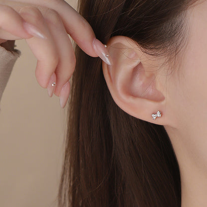 D廠【YC7697E】S925純銀蝴蝶結耳環簡約森系藝術甜美少女精緻養耳洞耳飾 25.03-4