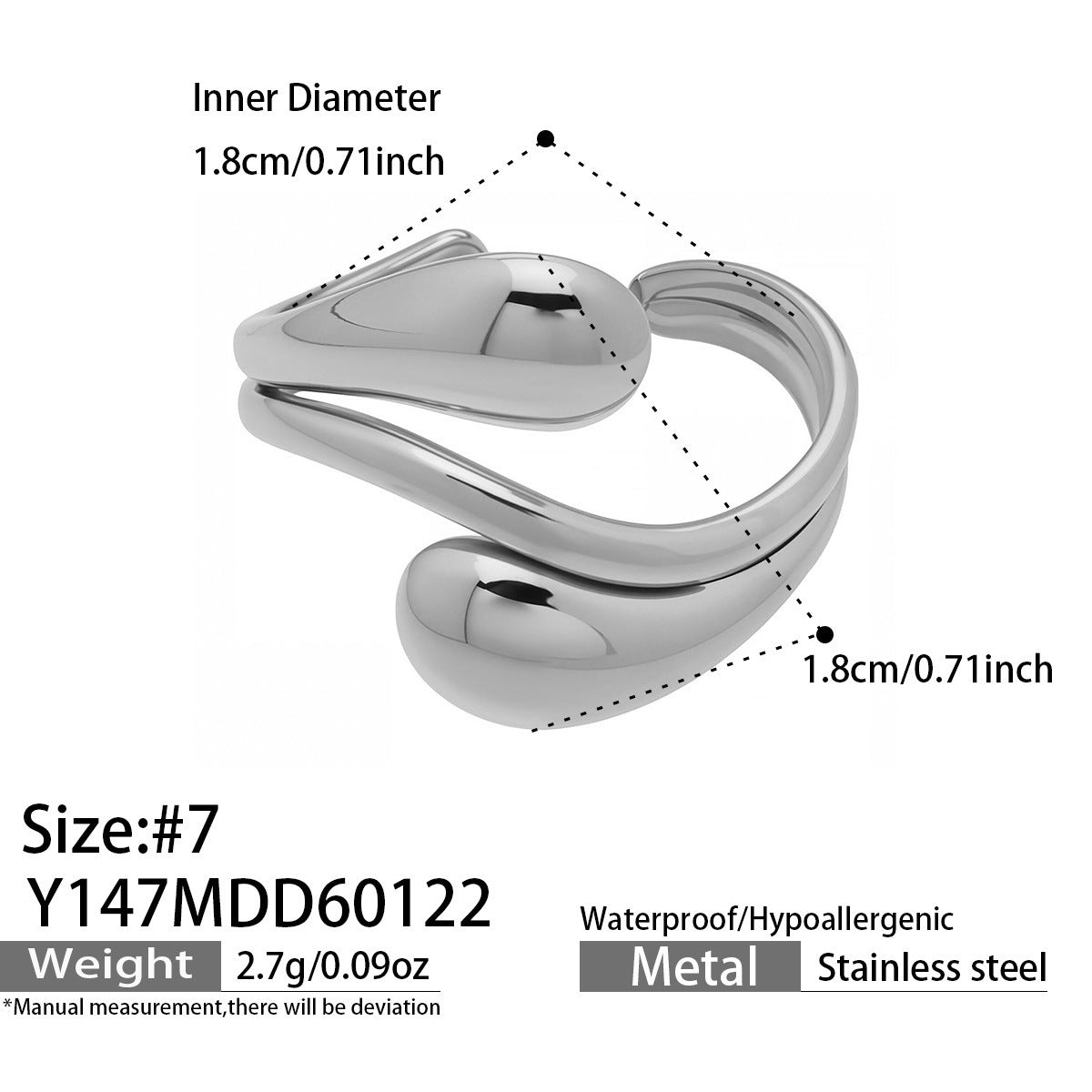 B廠【Y144】跨國小眾高級感輕奢幾何開口指環不銹鋼鍍金ins個性設計百搭戒指
 26.01-4