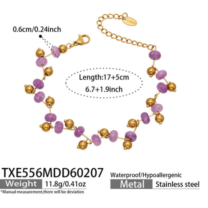 B廠【TXP556】歐美ins小眾時尚設計天然切割水晶石手工項鍊手鍊套裝不鏽鋼飾品
 26.03-2