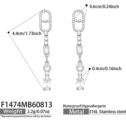 B廠【F1474】歐美個性輕奢百搭鈦鋼鍍金鋯石長款吊墜耳環小眾飾品高級感女耳環
 26.08-3