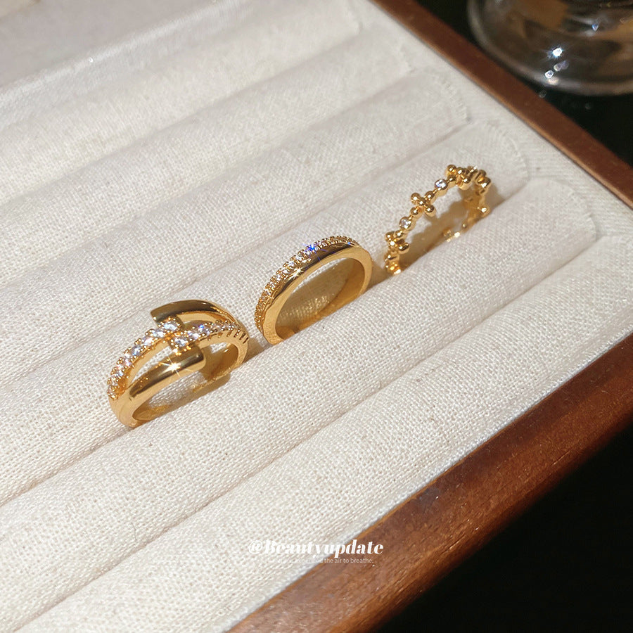 A廠【HR2797】18k真金電鍍鋯石開口戒指小眾高級感氣質食指戒精緻輕奢百搭手飾
 25.11-1