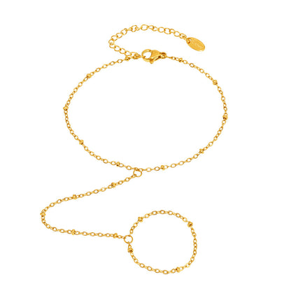 B廠【E597】個性米珠手指鍊ins風不鏽鋼18k鍍真金手鍊不掉色女飾品 25.04-2