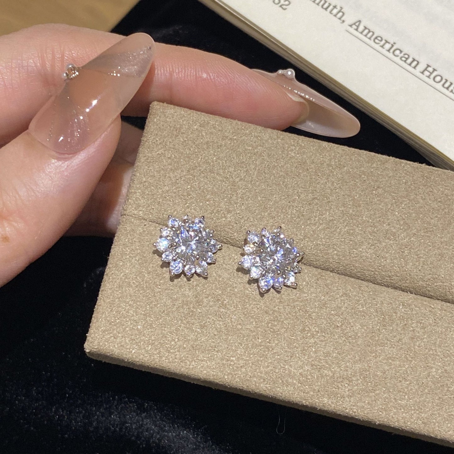 F廠【XDQ10410E】小眾設計S925純銀超閃雪花耳環女ins風太陽花秋冬高級感耳飾
 25.11-1