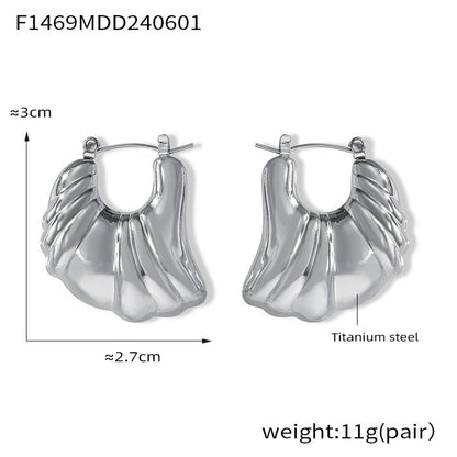 B廠【F1469】歐美爆款時尚復古小眾個性耳環鈦鋼鍍18K真金空心異形翅膀耳環女 24.06-1