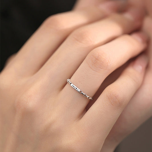 F廠【DQ8349R】小眾設計感lucky鏈條戒指女S925純銀輕奢時尚字母食指戒指環
 25.10-4