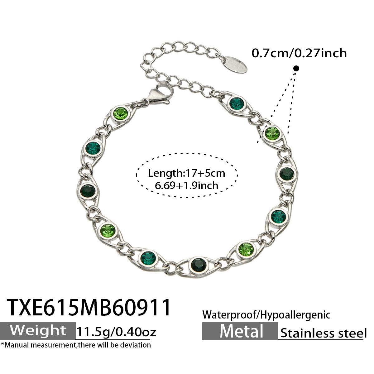 B廠【TXP615】歐美流行多巴胺高級感彩色鋯石不銹鋼手鍊項鍊不掉色時尚女鎖骨鏈
 26.09-3