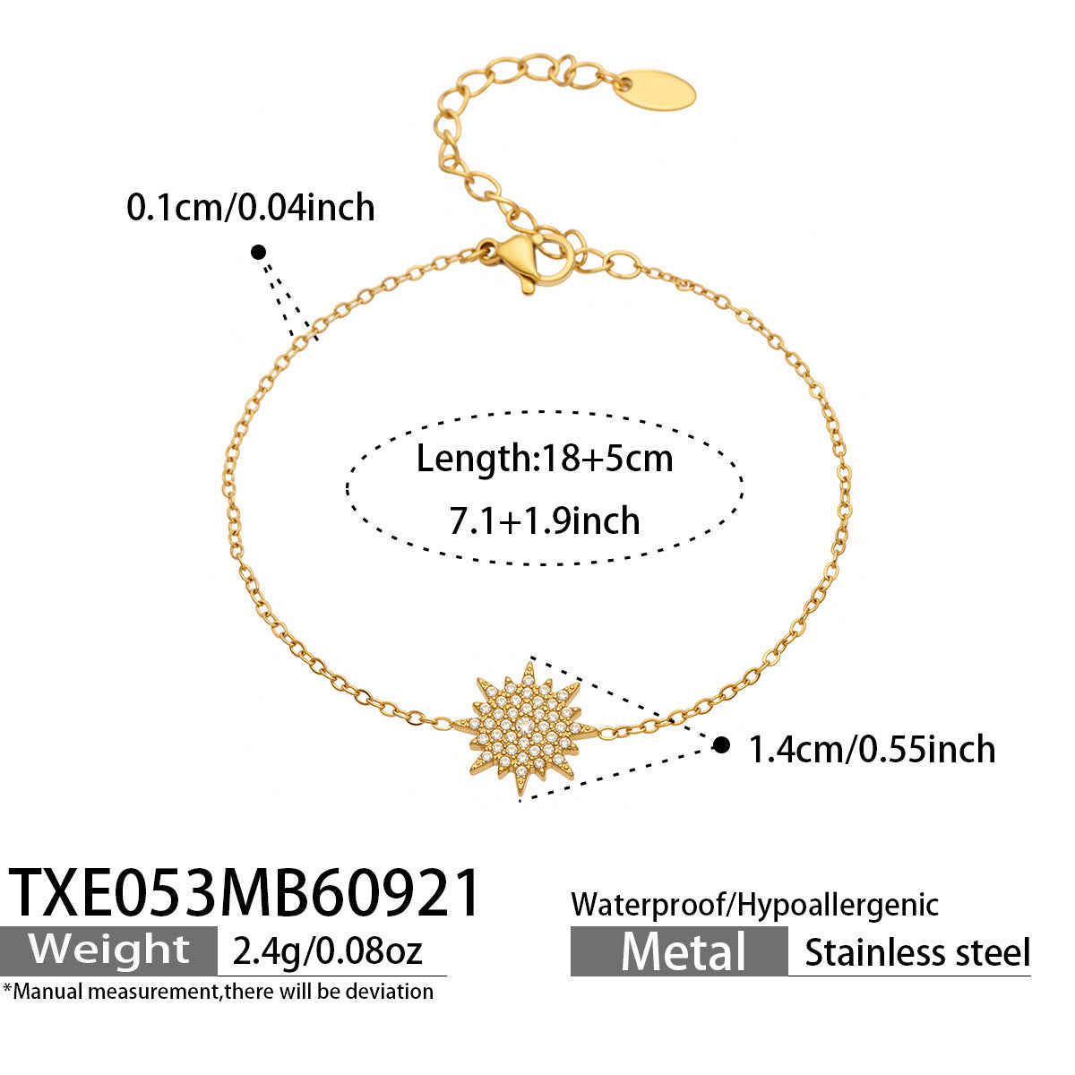 B廠【TXP053】 星芒鋯石抽拉式手鍊項鍊套裝
 26.09-4