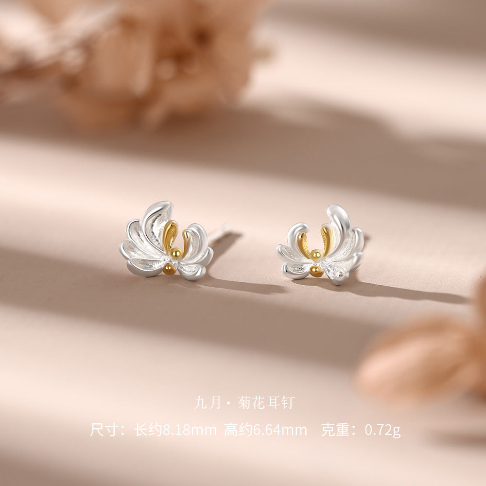 D廠【YC3383E】 足銀S999十二花神耳釘耳飾
 26.09-4