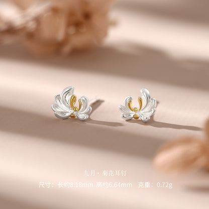 D廠【YC3383E】 足銀S999十二花神耳釘耳飾
 26.09-4