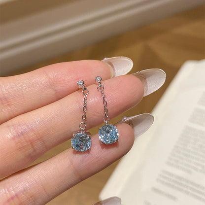 E廠【DQ10031E】S925純銀爆閃玫瑰切耳環女氣質甜美彩色鋯石耳環精緻耳飾
 25.10-2