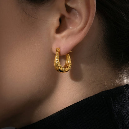 B廠【F041】歐美簡約時尚幾何U型小提包耳環個性輕奢設計耳環不鏽鋼鍍18k真金
 26.02-1