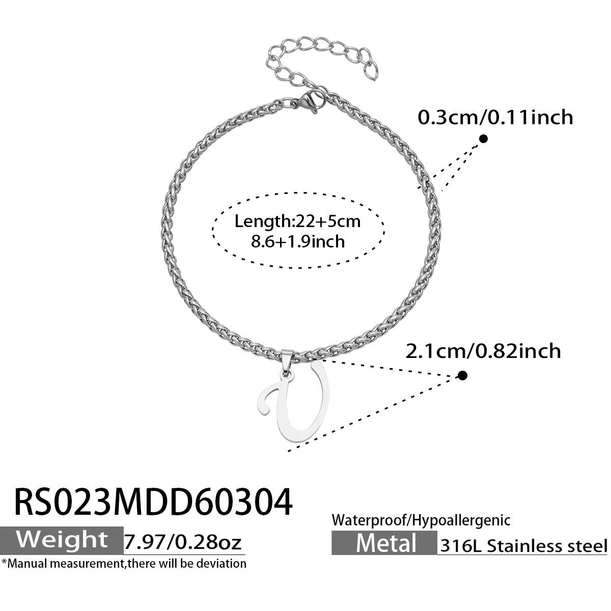 B廠【RS023】ins小眾時尚設計新款26字吊墜腳鍊不銹鋼材質歐美個性簡約腳飾
 26.03-2
