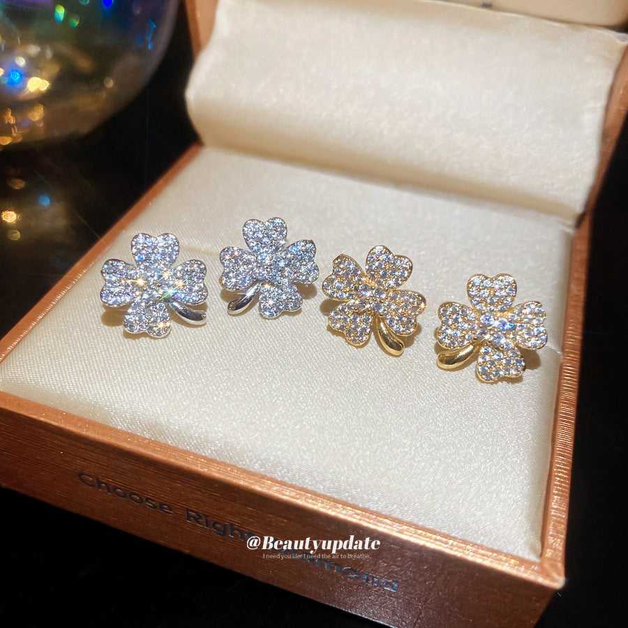 A廠【HE28640】925銀針超閃鋯石花朵時尚耳環法式宮廷風耳環精緻輕奢高級感耳飾
 25.09-3