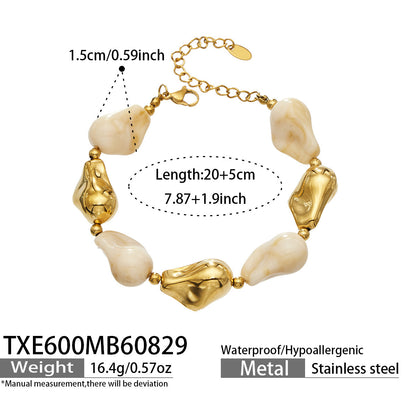 B廠【TXP600】跨境飾品不規則樹脂不銹鋼手鍊小眾撞色ins風輕奢女手鍊項鍊套裝
 26.09-1