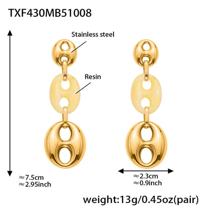 B廠【TXP430】不銹鋼豬鼻子樹脂項鍊多色時尚手工鍊鍍18k金項鍊手鍊耳環
 25.10-3