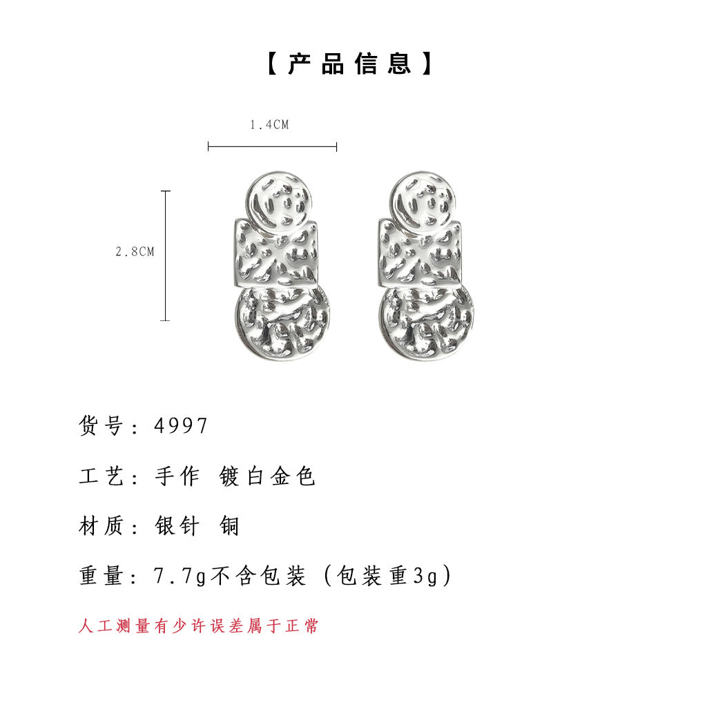 C廠【4997】冷淡風個性小眾設計師款液態甜酷ins網紅幾何方形耳環耳環女 24.10-2