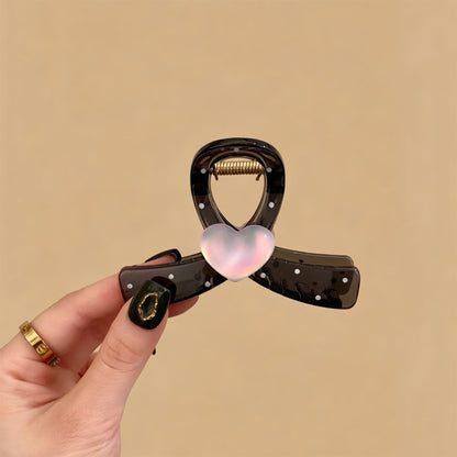 C廠【X574】韓系ins風鐳射愛心波點抓夾女高級感中號後腦勺髮量少鯊魚夾髮夾 26.07-2