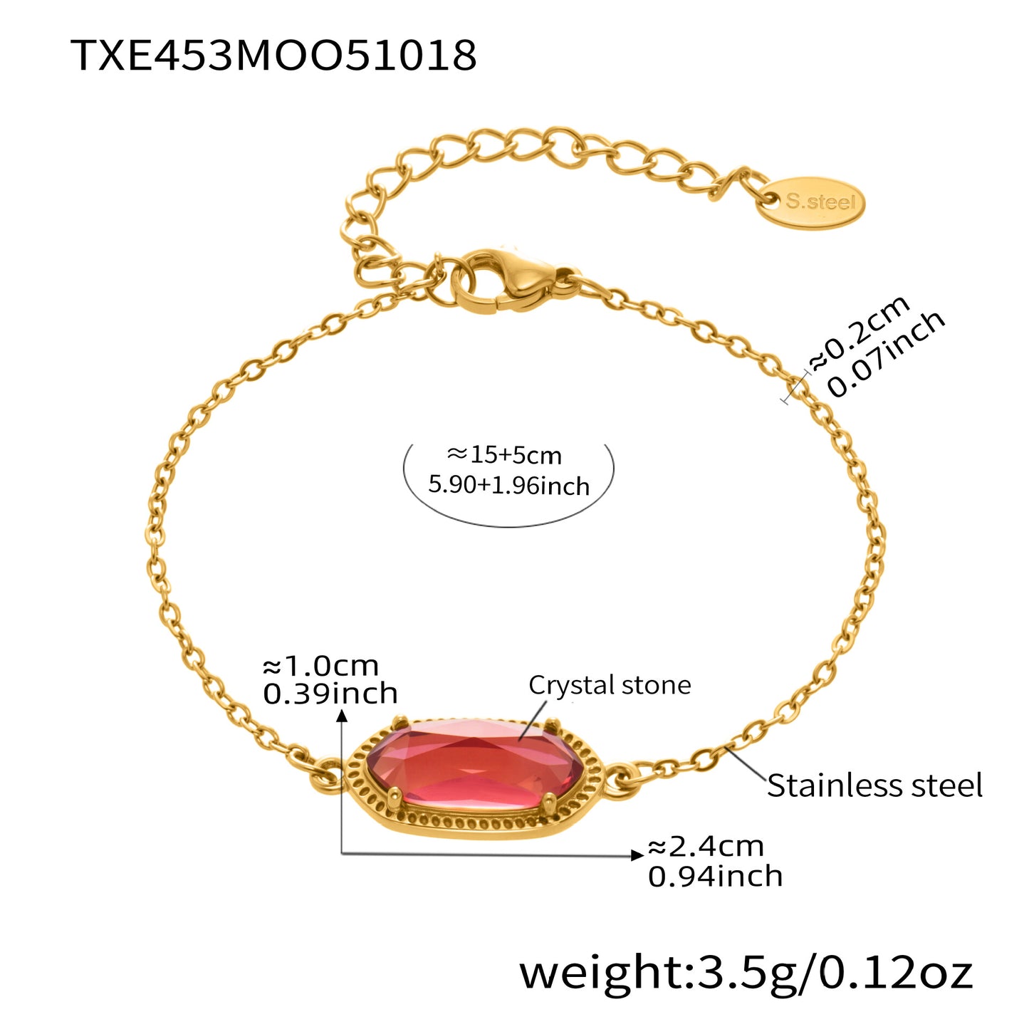 B廠【TXP453】不銹鋼天然水晶石切面爪鑲鋯石方塊五葉花吊墜項鍊手鍊套裝
 25.10-4