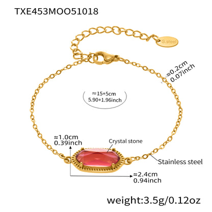 B廠【TXP453】不銹鋼天然水晶石切面爪鑲鋯石方塊五葉花吊墜項鍊手鍊套裝
 25.10-4