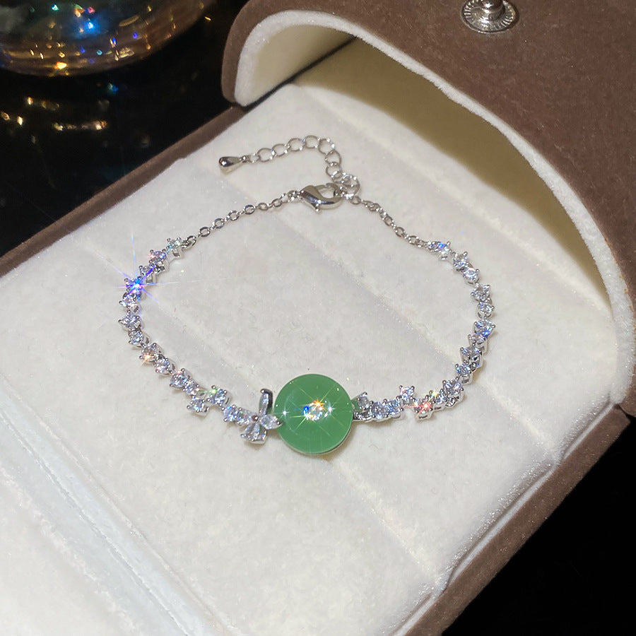 A廠【WB1727】新中式鋯石玉髓幾何圓形吊墜手鍊時尚優雅氣質手環輕奢高級感手飾
 25.10-4