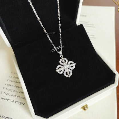 F廠【XDQ0301N】精工輕奢S925純銀十字金剛杵項鍊女高級感鑲鑽四葉草鎖骨鏈潮
 25.11-1