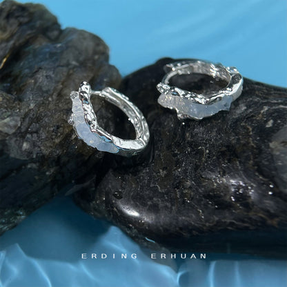 A廠【7085】漸層玻璃水晶輕奢風小眾藍色圓形幾何耳圈耳環 ins潮爆款清新耳環
 25.11-3