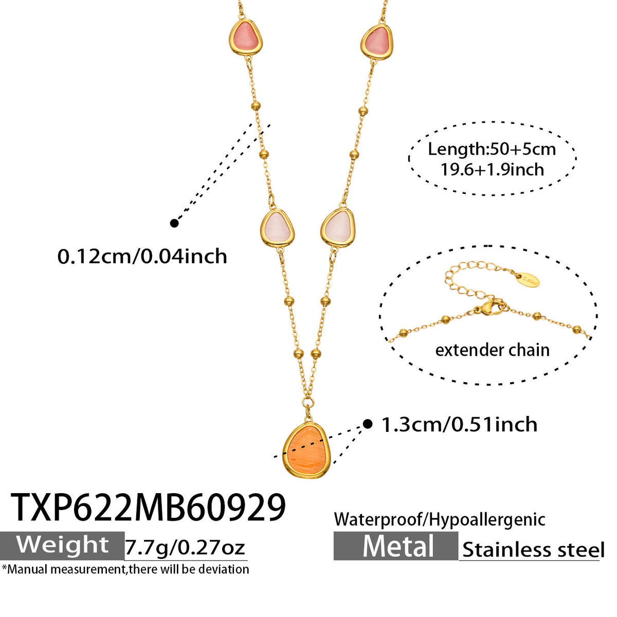 B廠【TXP622】幾何方形切面貓眼石不鏽鋼鍍18k金手鍊項鍊套裝 
 26.10-2