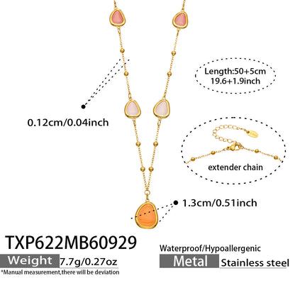 B廠【TXP622】幾何方形切面貓眼石不鏽鋼鍍18k金手鍊項鍊套裝 
 26.10-2