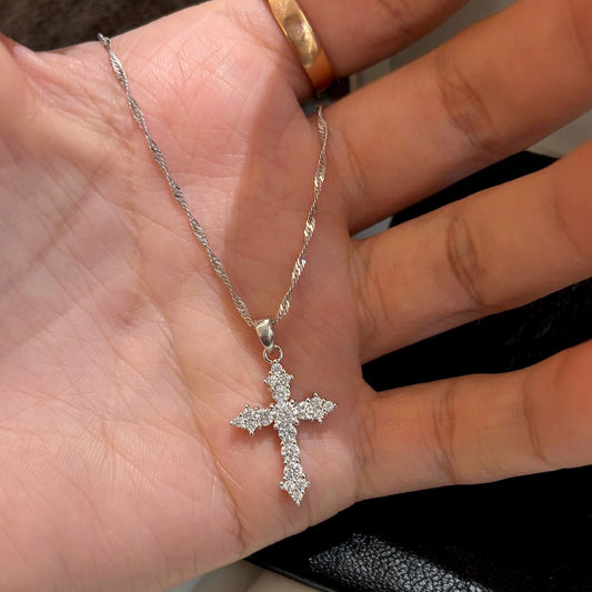 E廠【XDQ0651N】S925純銀小眾高級感滿鑽十字架項鍊女冷淡風鑲鋯石吊墜鎖骨鏈
 25.12-4